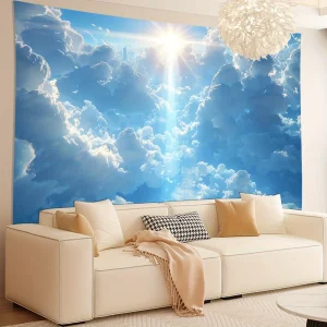 1pc Glam style polyester wall tapestry sunrise clouds design living room bedroom, party home decoration universal wall covering