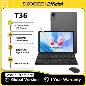 Global Version DOOGEE T36 Android 15 Tablet 8+256GB 12'' FHD+ 90Hz IPS Display Unisoc T620 Octa Core 8800mAh Battery Widevine L1